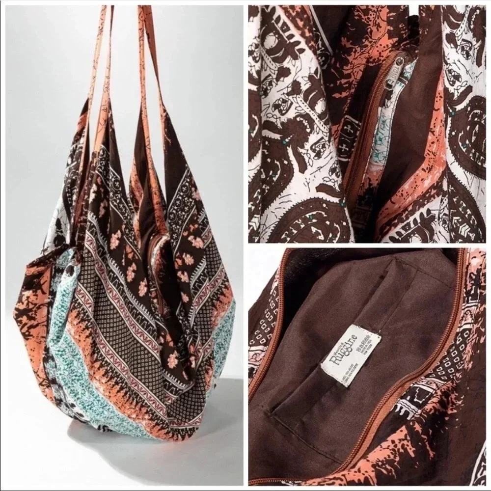Boho Hippie Shoulder Bag | Ethnic Print Slouchy Hobo Tote Purse